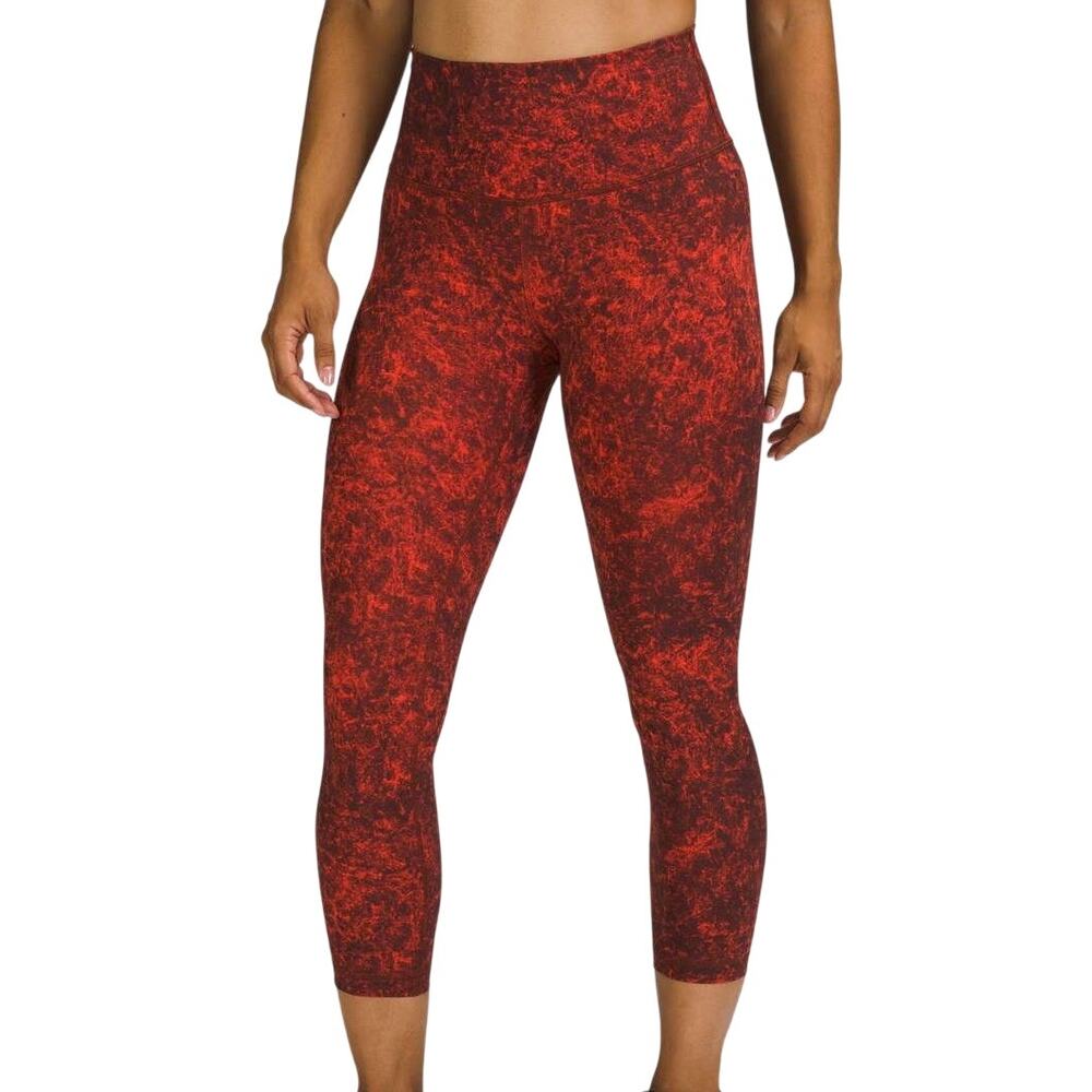 Lululemon Wunder Train High Rise Crop 23 Inch Autumn Red Legging Size 18 EUC